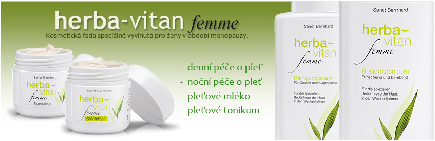 Herbavitan Femme - kosmetická řada pro ženy v období menopauzy.