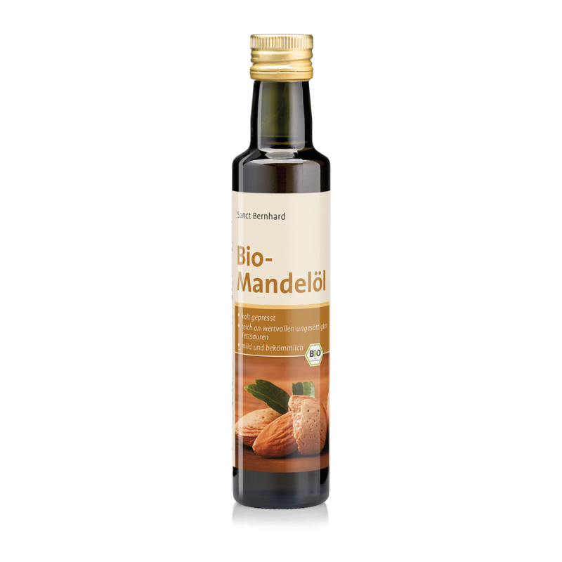 Bio Mandlový olej, lisovaný za studena 250 ml - vysoce kvalitní kuchyňský olej vyrobený z nepražených, blanšírovaných mandlí